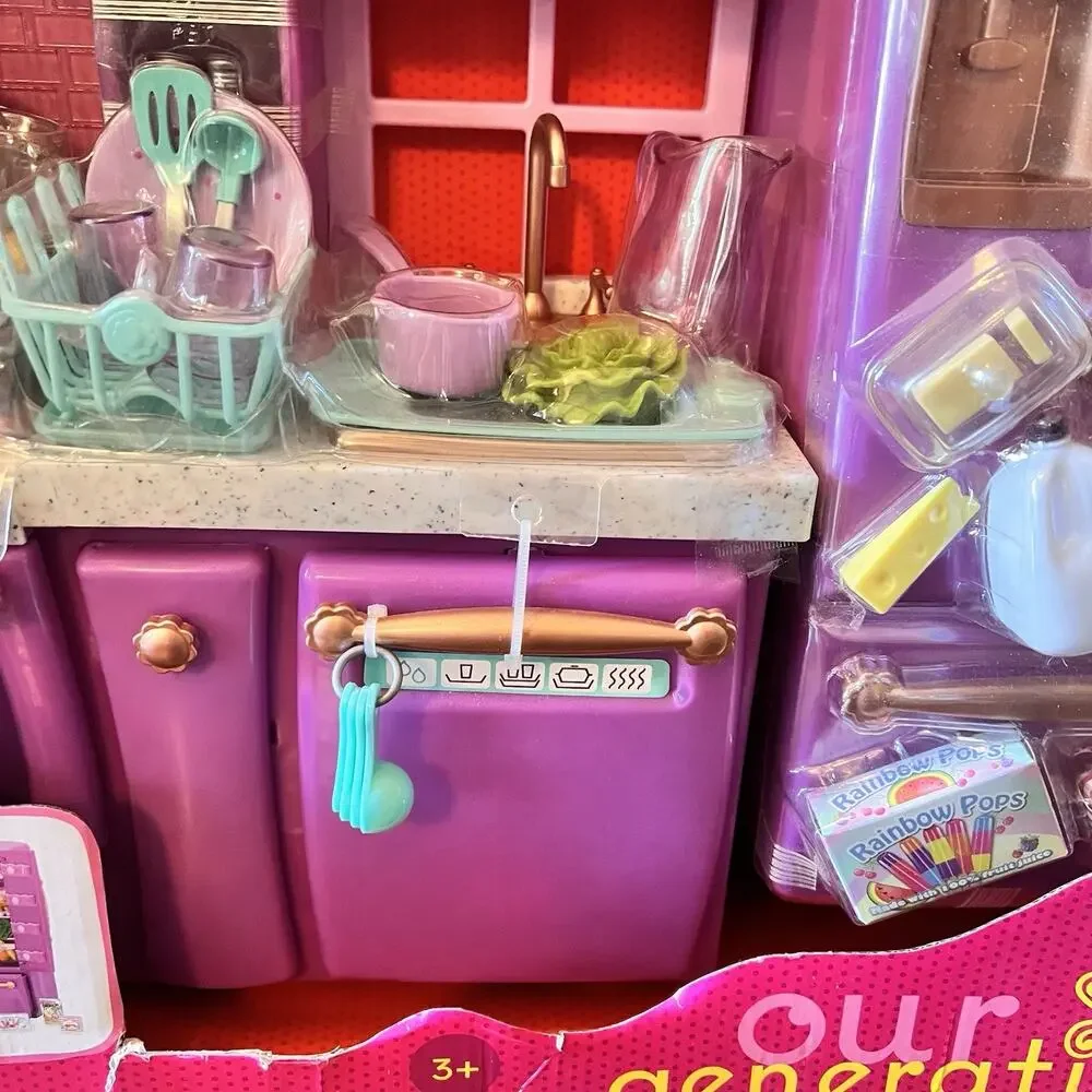 RARE Our Generation Gourmet Kitchen Set Lillac Purple Refrigerator Stove RETIRED